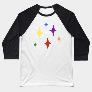 Rainbow Pride Sparkles Pixel Art Baseball T-Shirt